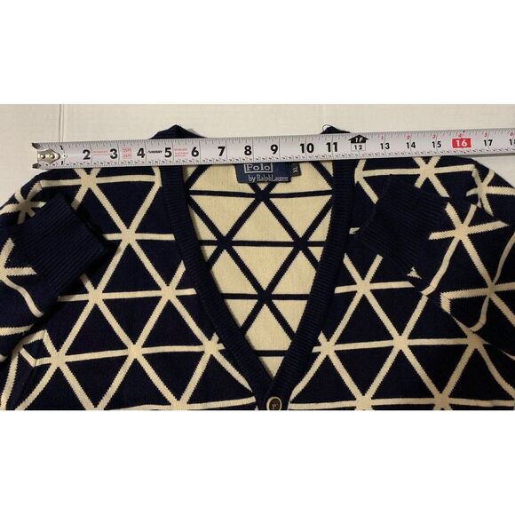 Polo Ralph Lauren Geometric Cardigan Sweater Women's Small Youth XL Dual Layer - Picture 10 of 12